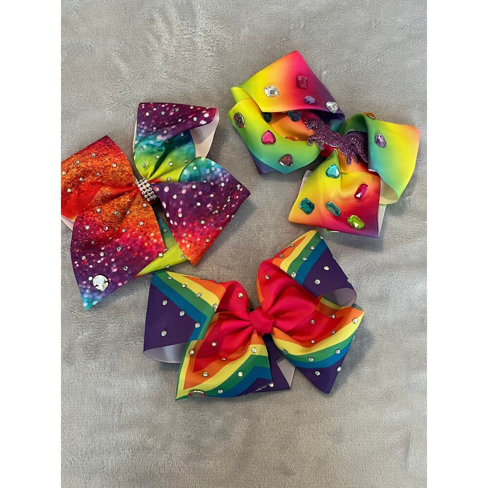 JoJo Bow Bundle Rainbow Pride Gems Glitter Unicorn Rhinestone Alligator Clip